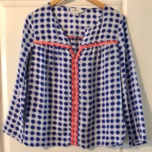 Medium Vineyard Vines Pink Blue Silk Blouse Top M